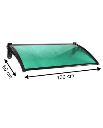 FIXED POLYCARBONATE AWNING SUNSHIELD 60X100CM GREEN