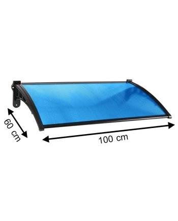 FIXED POLYCARBONATE AWNING SUNSHIELD 60X100CM BLUE
