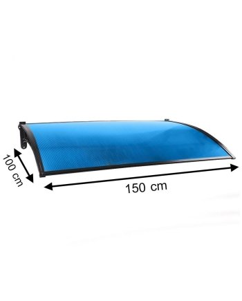 FIXED POLYCARBONATE AWNING SUNSHIELD 100X150CM BLUE